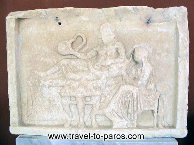 ARCHAEOLOGICAL MUSEUM OF PAROS - A sculptured tombstone.