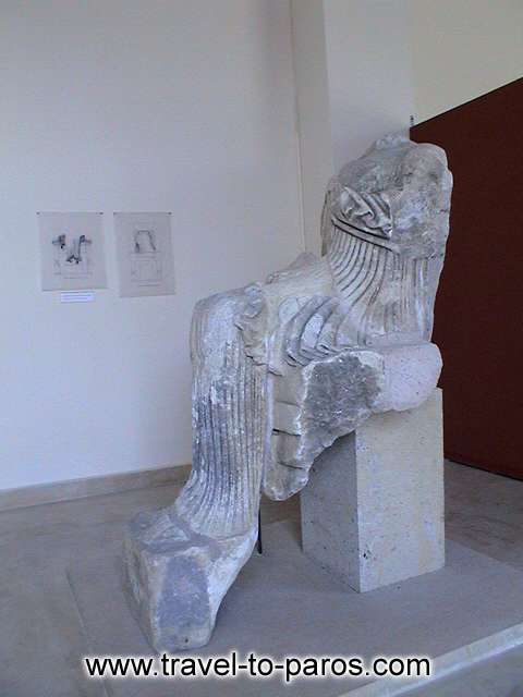 ARCHAEOLOGICAL MUSEUM OF PAROS - The marble statue of an enthroned goddess that was found to Ageria of Paros. 

