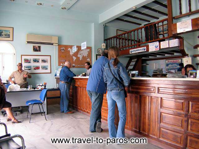 The front desk of ferry and plane tickets on the right and the car bookings on the left CLICK TO ENLARGE