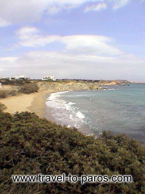 VIEW FROM ABOVE - The little golden sand of Lolantonis beach.