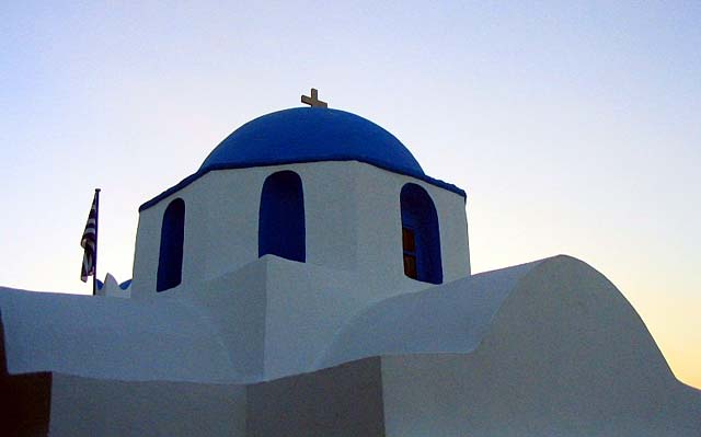 THE COLOURS OF CYCLADES - The colours you see the most in Cyclades, blue and white at the most beautiful time of the day. This photos is taken at the port of Paros.