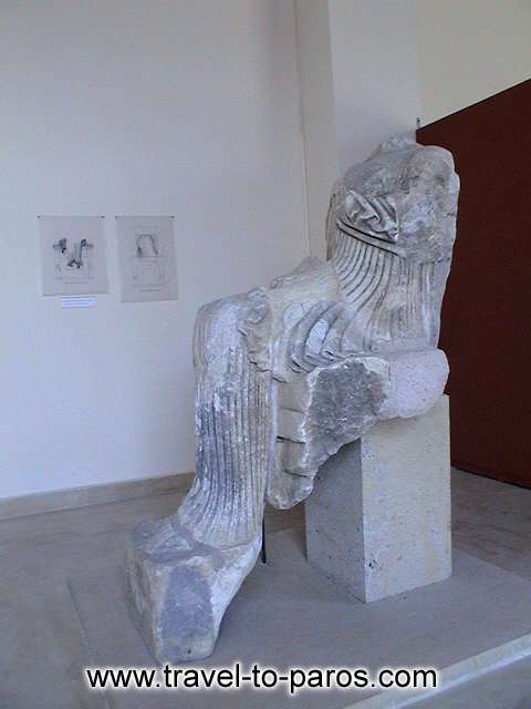 ARCHAEOLOGICAL MUSEUM OF PAROS - The marble statue of an enthroned goddess that was found to Ageria of Paros. 

